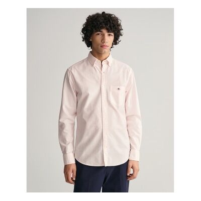 Gant para homem. 3000230 Camisa Oxford de ajuste regular em riscas finas cor-de-rosa (XL), Casual, Algodão, Clássico, Manga comprida Gant para homem. 3000230 Camisa Oxford de ajuste regular em riscas finas cor-de-rosa (XL), Casual, Algodão, Clássico, Manga comprida
