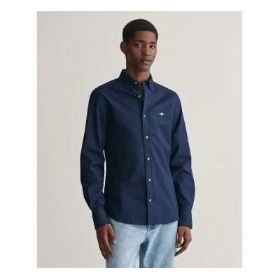 Gant para homem. 3230115 Camisa Oxford Slim Fit com elástico azul-marinho (XL), Casual, Algodão, Clássico, Manga comprida Gant para homem. 3230115 Camisa Oxford Slim Fit com elástico azul-marinho (XL), Casual, Algodão, Clássico, Manga comprida