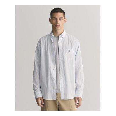 Gant para homem. 3000130 Camisa de popelina às riscas azuis de corte regular (XL), Azul, Casual, Algodão, Manga comprida Gant para homem. 3000130 Camisa de popelina às riscas azuis de corte regular (XL), Azul, Casual, Algodão, Manga comprida
