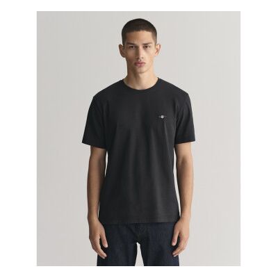 Gant para homem. 2003184 Camiseta Regular Fit Shield preta (L), Preto, Casual, Algodão, Manga curta Gant para homem. 2003184 Camiseta Regular Fit Shield preta (L), Preto, Casual, Algodão, Manga curta