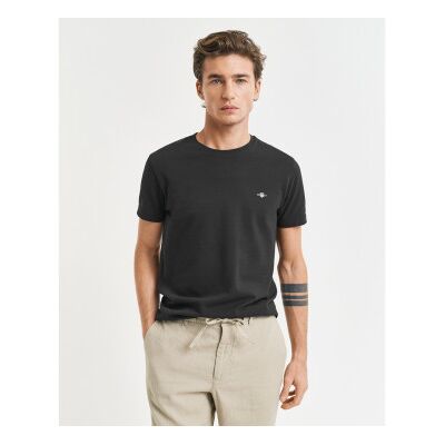 Gant para homem. 2013033 T-shirt de piqué preta (M), Preto, Casual, Algodão, Manga curta Gant para homem. 2013033 T-shirt de piqué preta (M), Preto, Casual, Algodão, Manga curta