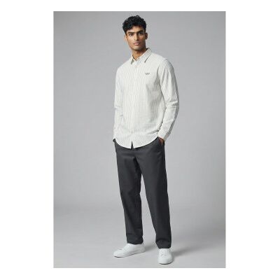 Guess para homem. M6GH16W1711 Camisa bege às riscas Jacquaurd (S), Branco, Casual, Algodão, Clássico, Manga comprida Guess para homem. M6GH16W1711 Camisa bege às riscas Jacquaurd (S), Branco, Casual, Algodão, Clássico, Manga comprida