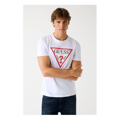 Guess para homem. M2YI71I3Z14 T-shirt branca com logótipo triangular (XL), Branco, Casual, Algodão, Manga curta Guess para homem. M2YI71I3Z14 T-shirt branca com logótipo triangular (XL), Branco, Casual, Algodão, Manga curta