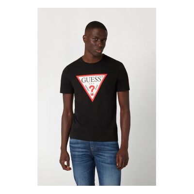 Guess para homem. M2YI71I3Z14 T-shirt com logótipo triangular preto (L), Casual, Algodão, Manga curta Guess para homem. M2YI71I3Z14 T-shirt com logótipo triangular preto (L), Casual, Algodão, Manga curta