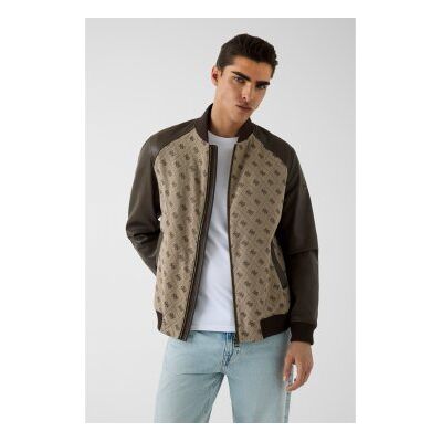 Guess para homem. M6YL13W2804 Jaqueta bomber com monograma castanho (S), Marrom, Casual, Algodão Guess para homem. M6YL13W2804 Jaqueta bomber com monograma castanho (S), Marrom, Casual, Algodão