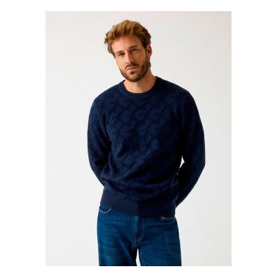 Guess para homem. M5BR19Z0470 Camisola com logótipo em jacquard em relevo da Marinha (XL), Azul, Casual, Lã, Marinho Guess para homem. M5BR19Z0470 Camisola com logótipo em jacquard em relevo da Marinha (XL), Azul, Casual, Lã, Marinho