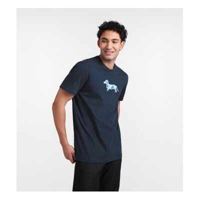 Harmont & Blaine para homem. IRQ403021055S T-shirt com estampado 3D azul de dachshund (S), Casual, Algodão, Manga curta Harmont & Blaine para homem. IRQ403021055S T-shirt com estampado 3D azul de dachshund (S), Casual, Algodão, Manga curta