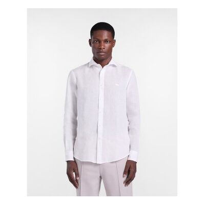 Harmont & Blaine para homem. CRQ001012833I Camisa de linho branca lisa (XL), Branco, Casual, Clássico, Manga comprida Harmont & Blaine para homem. CRQ001012833I Camisa de linho branca lisa (XL), Branco, Casual, Clássico, Manga comprida