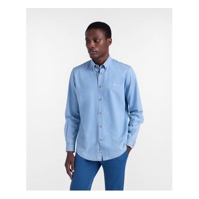 Harmont & Blaine para homem. CRQ001013161M Camisa de ganga azul de corte regular (L), Casual, Algodão, Manga comprida Harmont & Blaine para homem. CRQ001013161M Camisa de ganga azul de corte regular (L), Casual, Algodão, Manga comprida