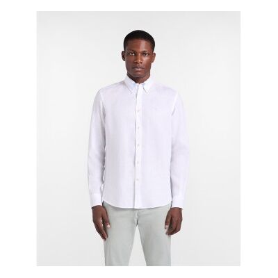 Harmont & Blaine para homem. CRQ014010883B Camisa branca de linho puro de corte regular (XL), Branco, Casual, Clássico, Manga comprida Harmont & Blaine para homem. CRQ014010883B Camisa branca de linho puro de corte regular (XL), Branco, Casual, Clássico, Manga comprida