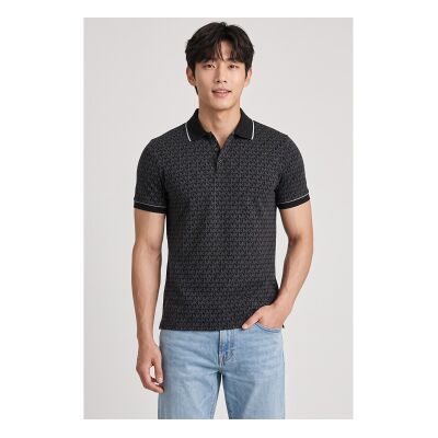 Michael Kors para homem. CS650V848T Polo de malha lisa de algodão com logotipo preto (M), Casual, Manga curta Michael Kors para homem. CS650V848T Polo de malha lisa de algodão com logotipo preto (M), Casual, Manga curta