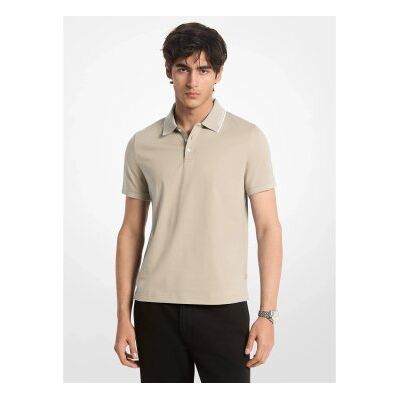 Michael Kors para homem. CS652WR19P Polo de malha lisa de algodão com debrum bege (XL), Casual, Manga curta Michael Kors para homem. CS652WR19P Polo de malha lisa de algodão com debrum bege (XL), Casual, Manga curta