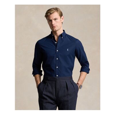 Polo Ralph Lauren para homem. 710928254001 Camisa slim fit em popelina elástica azul-marinho (M), Casual, Algodão, Manga comprida Polo Ralph Lauren para homem. 710928254001 Camisa slim fit em popelina elástica azul-marinho (M), Casual, Algodão, Manga comprida
