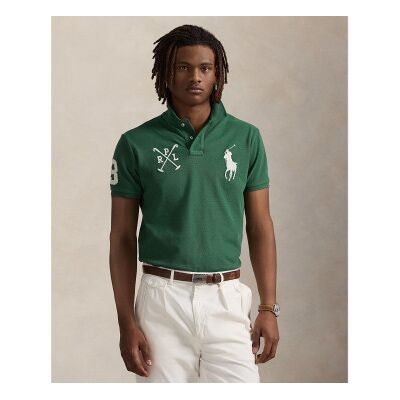 Polo Ralph Lauren para homem. 710978082001 Polo Slim Fit personalizado com pónei grande verde (S), Casual, Algodão, Manga curta Polo Ralph Lauren para homem. 710978082001 Polo Slim Fit personalizado com pónei grande verde (S), Casual, Algodão, Manga curta