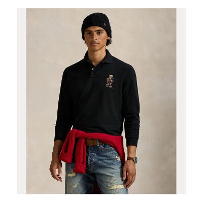 Polo Ralph Lauren para homem. 710981793002 Pólo de piqué de corte clássico com urso preto (S), Casual, Algodão, Manga comprida Polo Ralph Lauren para homem. 710981793002 Pólo de piqué de corte clássico com urso preto (S), Casual, Algodão, Manga comprida
