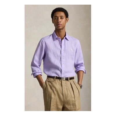 Polo Ralph Lauren para homem. 710966294521 Camisa de linho Custom Fit lilás (M), Casual, Manga comprida Polo Ralph Lauren para homem. 710966294521 Camisa de linho Custom Fit lilás (M), Casual, Manga comprida