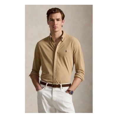 Polo Ralph Lauren para homem. 710654408503 Camisa de piqué ultraleve bege (S), Casual, Algodão, Manga comprida Polo Ralph Lauren para homem. 710654408503 Camisa de piqué ultraleve bege (S), Casual, Algodão, Manga comprida