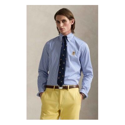 Polo Ralph Lauren para homem. 710965413001 Camisa de popelina de corte clássico com riscas azuis (S), Azul, Casual, Algodão, Manga comprida Polo Ralph Lauren para homem. 710965413001 Camisa de popelina de corte clássico com riscas azuis (S), Azul, Casual, Algodão, Manga comprida