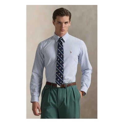 Polo Ralph Lauren para homem. 710928918001 Camisa oxford às riscas de ajuste personalizado azul (L), Casual, Algodão, Clássico, Manga compri Polo Ralph Lauren para homem. 710928918001 Camisa oxford às riscas de ajuste personalizado azul (L), Casual, Algodão, Clássico, Manga compri