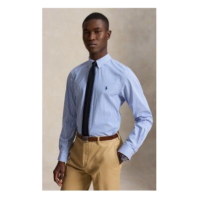Polo Ralph Lauren para homem. 710929344001 Camisa Slim Fit de popelina elástica azul (S), Casual, Algodão, Manga comprida Polo Ralph Lauren para homem. 710929344001 Camisa Slim Fit de popelina elástica azul (S), Casual, Algodão, Manga comprida