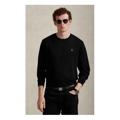 Polo Ralph Lauren para homem. 710760121001 T-shirt de algodão Custom Slim Fit preta (M), Preto, Casual, Manga comprida Polo Ralph Lauren para homem. 710760121001 T-shirt de algodão Custom Slim Fit preta (M), Preto, Casual, Manga comprida