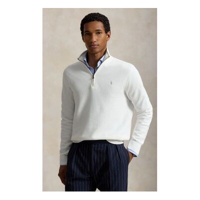 Polo Ralph Lauren para homem. 710B18060001 Suéter de malha piqué e algodão branco (L), Casual Polo Ralph Lauren para homem. 710B18060001 Suéter de malha piqué e algodão branco (L), Casual