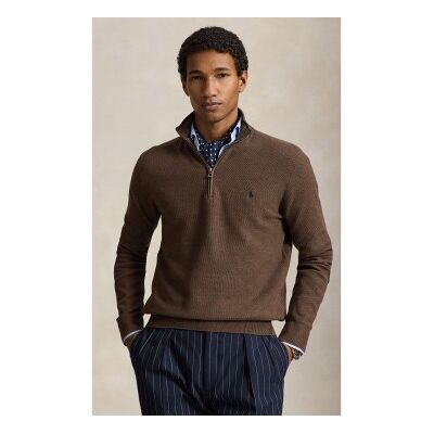 Polo Ralph Lauren para homem. 710B18060002 Suéter de malha piquet e algodão marrom (XXL), Casual, Manga comprida Polo Ralph Lauren para homem. 710B18060002 Suéter de malha piquet e algodão marrom (XXL), Casual, Manga comprida