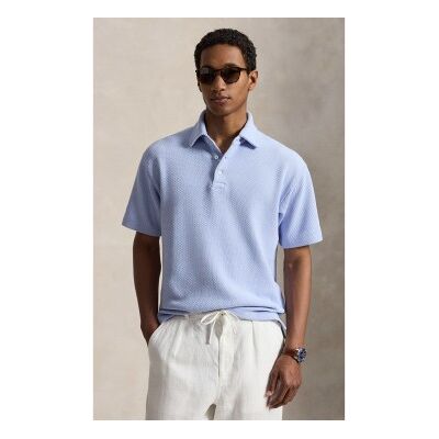Polo Ralph Lauren para homem. 710B18542004 Polo de piqué com textura Standard Fit azul (M), Casual, Algodão, Manga curta Polo Ralph Lauren para homem. 710B18542004 Polo de piqué com textura Standard Fit azul (M), Casual, Algodão, Manga curta