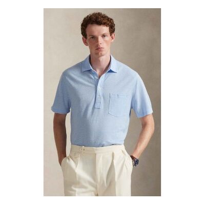 Polo Ralph Lauren para homem. 710B13500004 Pólo em piqué de linho de ajuste normal azul (L), Casual, Manga curta Polo Ralph Lauren para homem. 710B13500004 Pólo em piqué de linho de ajuste normal azul (L), Casual, Manga curta