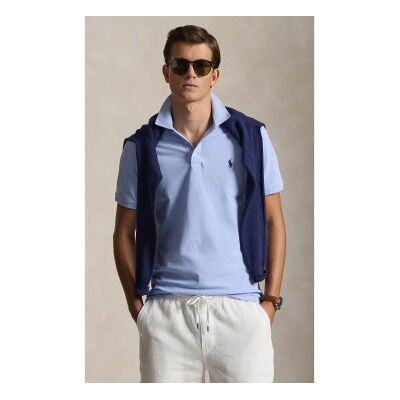 Polo Ralph Lauren para homem. 710941439508 Polo de piqué elástico Custom Slim Fit azul claro (XL), Casual, Algodão, Manga curta Polo Ralph Lauren para homem. 710941439508 Polo de piqué elástico Custom Slim Fit azul claro (XL), Casual, Algodão, Manga curta