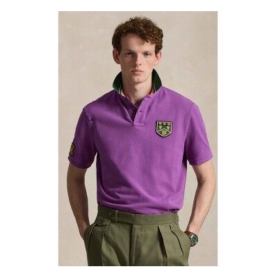 Polo Ralph Lauren para homem. 710B13517001 Pólo em piqué estampado lilás Classic Fit (S), Casual, Algodão, Clássico, Manga curta Polo Ralph Lauren para homem. 710B13517001 Pólo em piqué estampado lilás Classic Fit (S), Casual, Algodão, Clássico, Manga curta