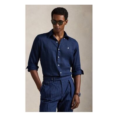 Polo Ralph Lauren para homem. 710966294504 Camisa de linho de ajuste personalizado azul-marinho (XL), Casual, Manga comprida Polo Ralph Lauren para homem. 710966294504 Camisa de linho de ajuste personalizado azul-marinho (XL), Casual, Manga comprida