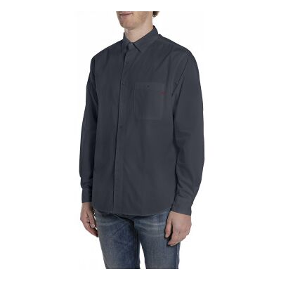 Replay para homem. M4144.000.85486 Camisa de popelina de algodão azul-marinho (S), Casual, Clássico, Manga comprida Replay para homem. M4144.000.85486 Camisa de popelina de algodão azul-marinho (S), Casual, Clássico, Manga comprida