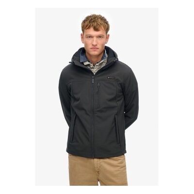 Superdry para homem. M5012103A Casaco com capuz Trekker softshell preto (M), Casual, Poliéster Superdry para homem. M5012103A Casaco com capuz Trekker softshell preto (M), Casual, Poliéster