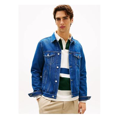Tommy Hilfiger para homem. MW0MW42629 Casaco de camionista de ganga azul (M), Casual, Algodão, Denim Tommy Hilfiger para homem. MW0MW42629 Casaco de camionista de ganga azul (M), Casual, Algodão, Denim