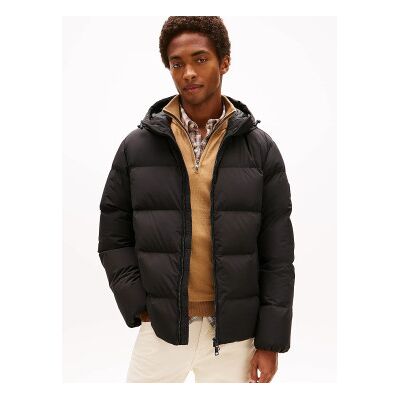 Tommy Hilfiger para homem. MW0MW40616 Casaco com capuz acolchoado preto (XL), Casual, Polister Reciclado, Sustentável Tommy Hilfiger para homem. MW0MW40616 Casaco com capuz acolchoado preto (XL), Casual, Polister Reciclado, Sustentável