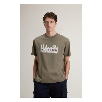 Woolrich para homem. CFWOTE2010MRUT5334 T-shirt de algodão puro com logótipo verde (XL), Casual, Manga curta Woolrich para homem. CFWOTE2010MRUT5334 T-shirt de algodão puro com logótipo verde (XL), Casual, Manga curta