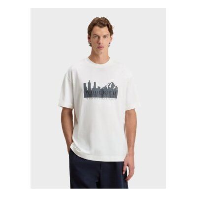 Woolrich para homem. CFWOTE2010MRUT5334 T-shirt de algodão puro com logótipo branco (M), Casual, Manga curta Woolrich para homem. CFWOTE2010MRUT5334 T-shirt de algodão puro com logótipo branco (M), Casual, Manga curta