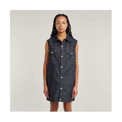 G-Star para mulher. D26352-D301-001 Vestido oversized azul (M), Casual, Denim, Sem mangas / correias, Algodão orgânico, Sustentável G-Star para mulher. D26352-D301-001 Vestido oversized azul (M), Casual, Denim, Sem mangas / correias, Algodão orgânico, Sustentável