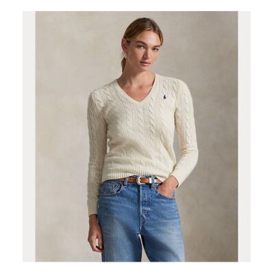 Polo Ralph Lauren para mulher. 211971866001 Casaco de malha de lã e caxemira bege (L), Casual, Manga comprida Polo Ralph Lauren para mulher. 211971866001 Casaco de malha de lã e caxemira bege (L), Casual, Manga comprida