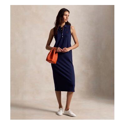 Polo Ralph Lauren para mulher. 211968292002 Vestido polo de algodão elástico marinho (M), Casual, Sem mangas / correias Polo Ralph Lauren para mulher. 211968292002 Vestido polo de algodão elástico marinho (M), Casual, Sem mangas / correias