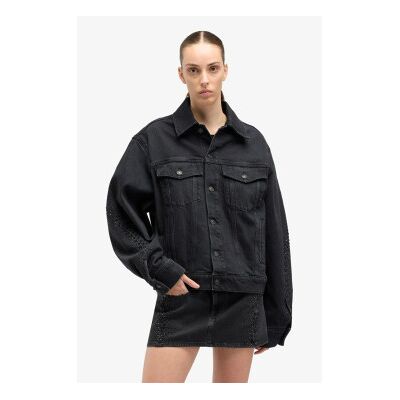 7 For All Mankind para mulher. 7UX80C311O3 Casaco torcido embelezado preto (XS), Casual, Algodão 7 For All Mankind para mulher. 7UX80C311O3 Casaco torcido embelezado preto (XS), Casual, Algodão