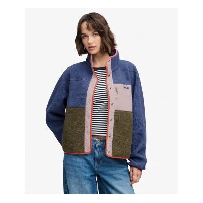 Superdry para mulher. W5012074A Fleece Colour Block azul (M), Casual, Poliéster Superdry para mulher. W5012074A Fleece Colour Block azul (M), Casual, Poliéster