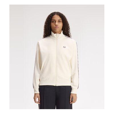 Fred Perry para mulher. J1106 Casaco de treino com fita desportiva branco quebrado (36), Bege, Casual, Polister Reciclado, Sustentável Fred Perry para mulher. J1106 Casaco de treino com fita desportiva branco quebrado (36), Bege, Casual, Polister Reciclado, Sustentável