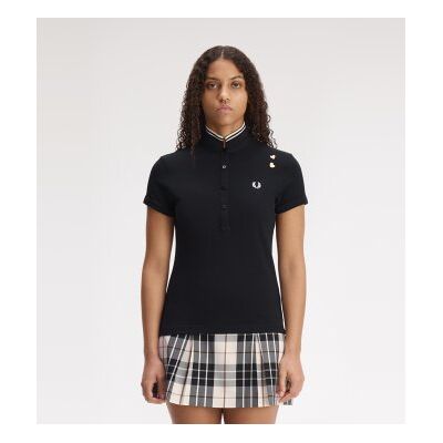 Fred Perry para mulher. SG3125 Polo com debrum preto (40), Casual, Algodão, Manga curta Fred Perry para mulher. SG3125 Polo com debrum preto (40), Casual, Algodão, Manga curta