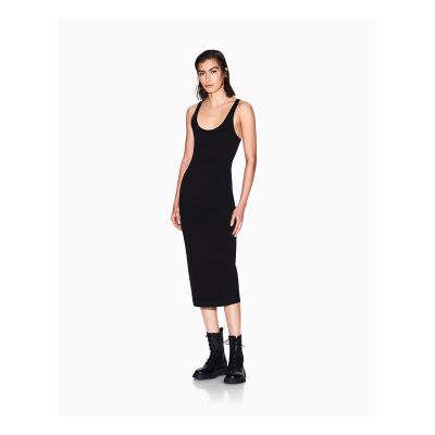 A X Armani Exchange para mulher. XW000820AF13729UC001 Vestido midi preto (S), Casual, Viscoso, Sem mangas / correias A X Armani Exchange para mulher. XW000820AF13729UC001 Vestido midi preto (S), Casual, Viscoso, Sem mangas / correias