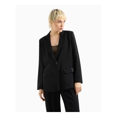 A X Armani Exchange para mulher. XW000941AF10872UC001 Blazer casual de cor sólida com botão único e lapela entalhada com mangas compridas pr A X Armani Exchange para mulher. XW000941AF10872UC001 Blazer casual de cor sólida com botão único e lapela entalhada com mangas compridas pr