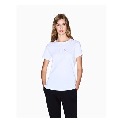 A X Armani Exchange para mulher. XW001459AF10356U0002 T-shirt Logo Branco brilhante (L), Casual, Algodão, Manga curta A X Armani Exchange para mulher. XW001459AF10356U0002 T-shirt Logo Branco brilhante (L), Casual, Algodão, Manga curta