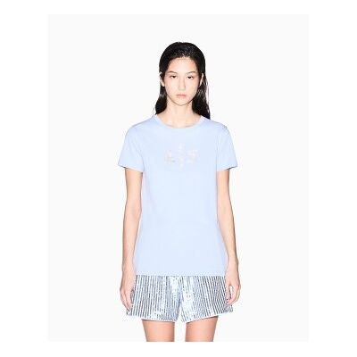 A X Armani Exchange para mulher. XW002348AF10356U9333 T-shirt normal azul (L), Casual, Algodão, Manga curta A X Armani Exchange para mulher. XW002348AF10356U9333 T-shirt normal azul (L), Casual, Algodão, Manga curta