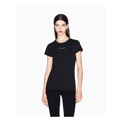 A X Armani Exchange para mulher. XW001455AF10356MC021 T-shirt de corte justo preta (M), Preto, Casual, Algodão, Manga curta A X Armani Exchange para mulher. XW001455AF10356MC021 T-shirt de corte justo preta (M), Preto, Casual, Algodão, Manga curta